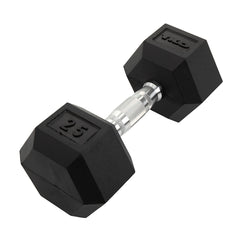 RUBBER HEX DUMBBELL W/ CHROME CONTOURED GRIP