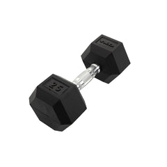 RUBBER HEX DUMBBELL W/ CHROME CONTOURED GRIP