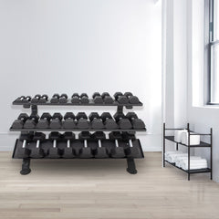 3-Tier Horizontal Dumbbell Rack W/Oval Tubing
